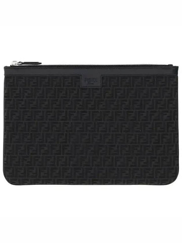 FF logo canvas medium clutch bag black - FENDI - BALAAN.