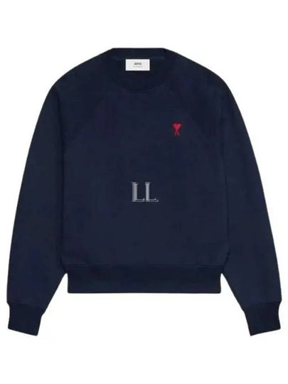 Heart Logo Organic Cotton Sweatshirt Navy - AMI - BALAAN 2