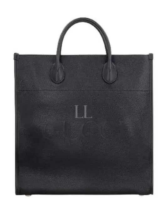 Men's Logo Leather Large Cross Tote Bag Black - GUCCI - BALAAN 2