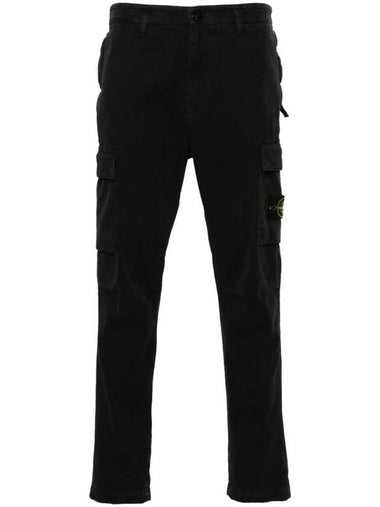 Compass Badge Cargo Straight Pants Black - STONE ISLAND - BALAAN 1