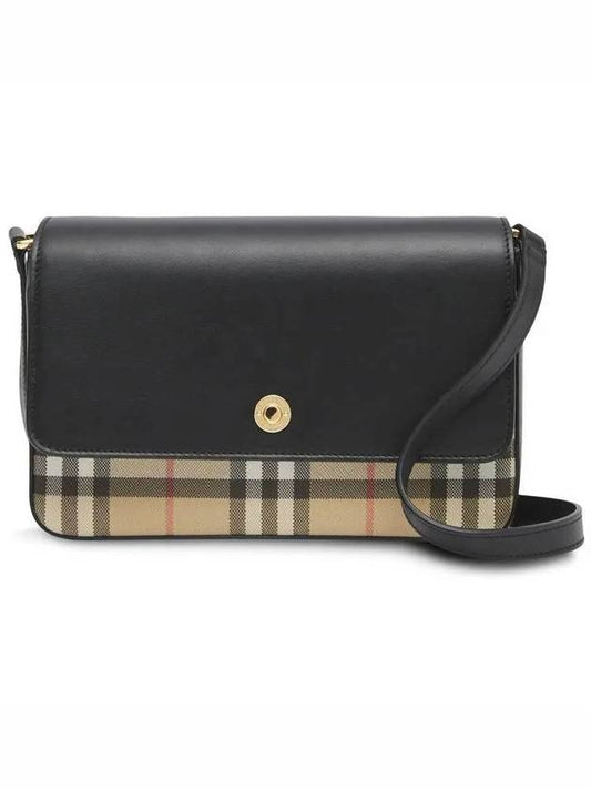 Vintage Check Leather Cross Bag Black - BURBERRY - BALAAN 2