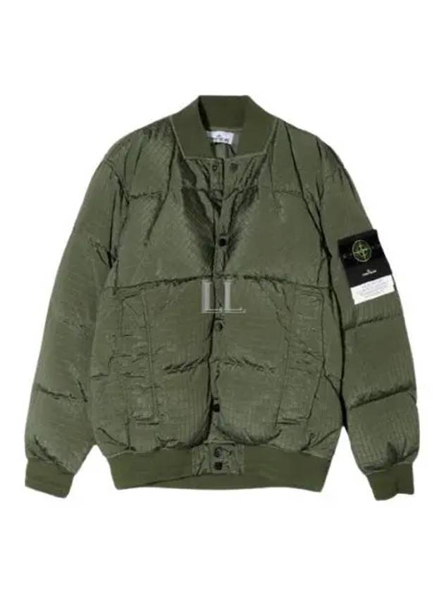 Macro Ripstop Nylon Metal Down Jacket Olive - STONE ISLAND - BALAAN 2