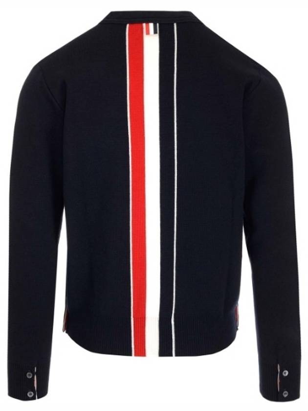 Men's Centerback Stripe Milino Stitch Wool Cardigan Navy - THOM BROWNE - BALAAN 3