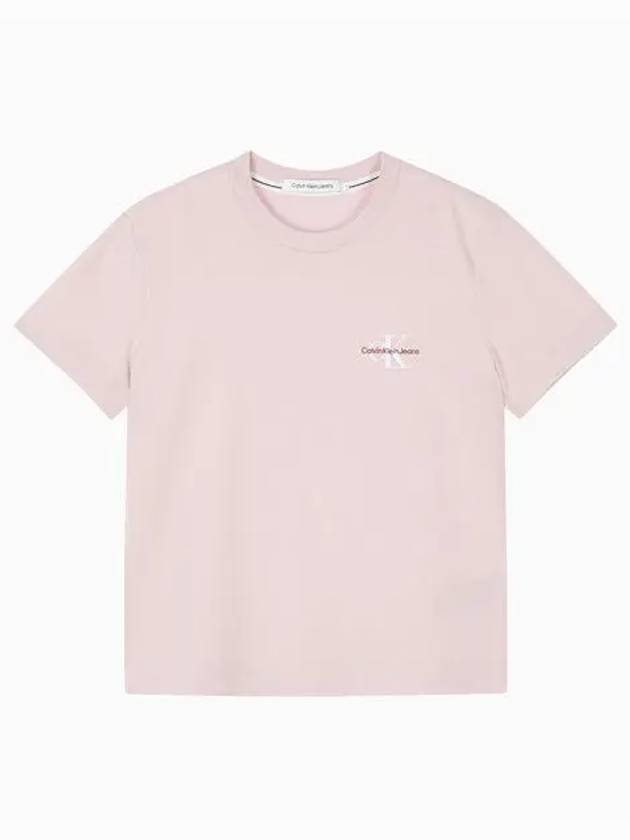 JEANS Women s Pink Small Monogram Logo Short Sleeve T Shirt J218883 TF6 - CALVIN KLEIN - BALAAN 2