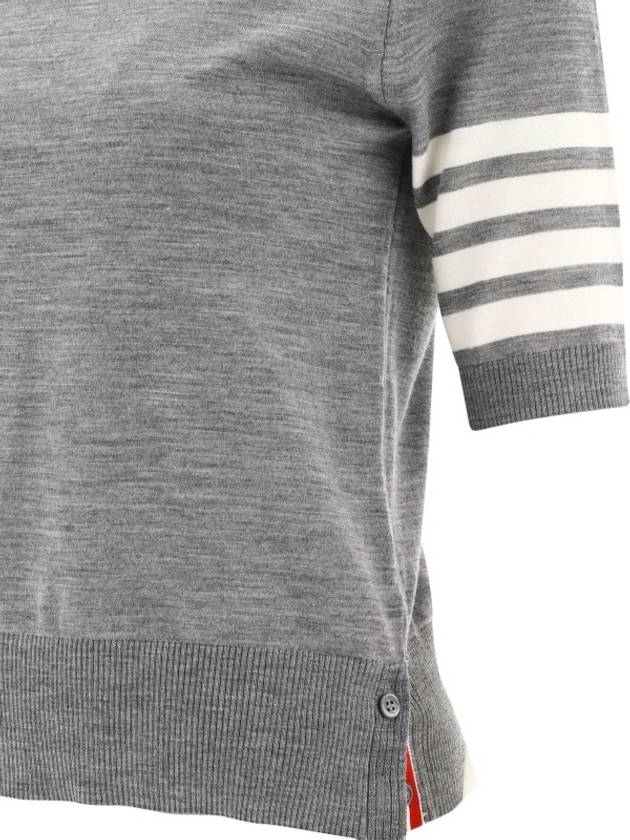 Fine Merino 4 Bar Relaxed Short Sleeve Turtleneck Grey - THOM BROWNE - BALAAN 5