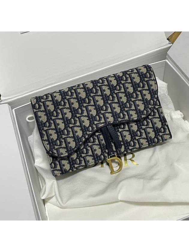 Saddle Pouch Blue  Oblique Jacquard - DIOR - BALAAN 2