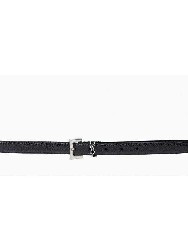 Men's Monogram Grain Belt Black - SAINT LAURENT - BALAAN 4