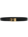 Men's Leather Logo Buckle Reversible Belt Black - TOM FORD - BALAAN.