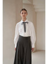 Black Organza Ribbon Lace Blouse White - CAHIERS - BALAAN 3