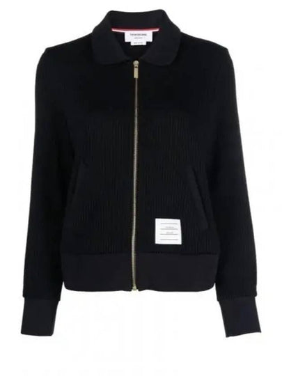 Women's Seersucker Loopback 4-Bar Zip-Up Jacket Navy - THOM BROWNE - BALAAN 2