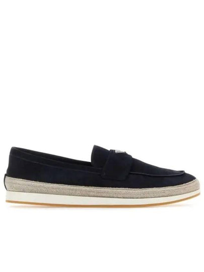 Triangle Logo Suede Loafers Navy - PRADA - BALAAN 2