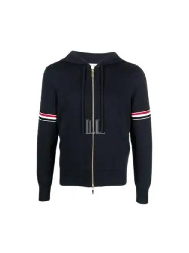 Cotton Milano Armband Zip Up Hoodie Navy - THOM BROWNE - BALAAN 2