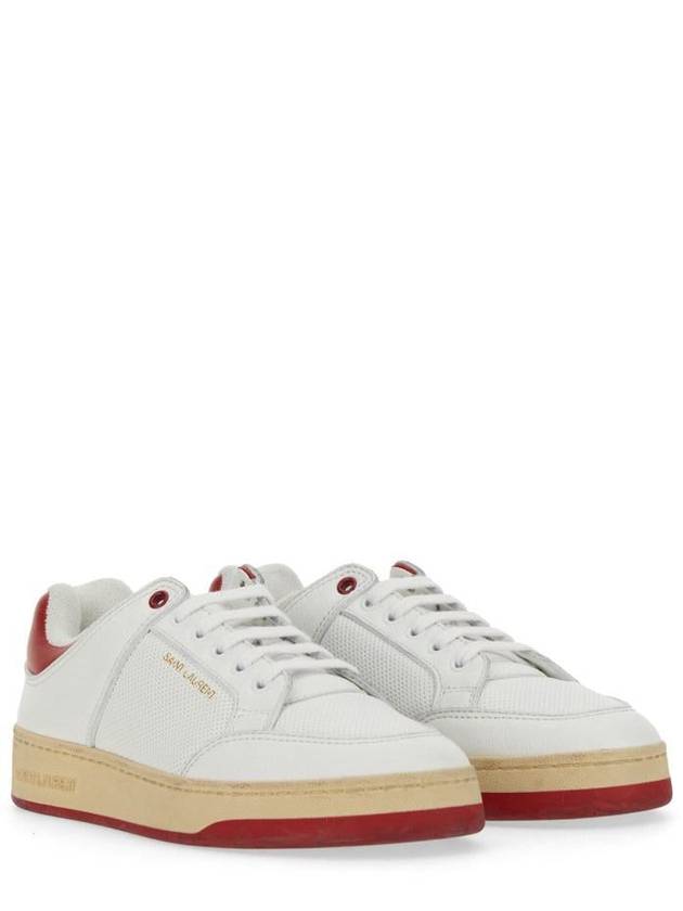 Logo Calf Leather Low Top Sneakers White - SAINT LAURENT - BALAAN 9