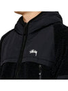 Sherpa Panel Hooded Jacket Black - STUSSY - BALAAN 6