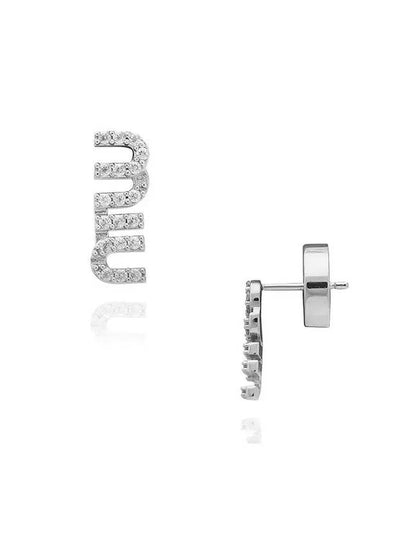 Metal Crystal Earrings Silver - MIU MIU - BALAAN 2