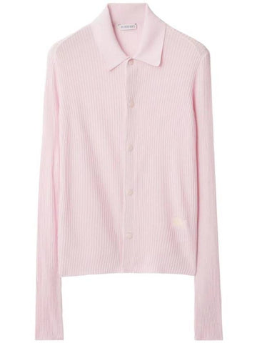 Rib Knit Shirt Light Pink - BURBERRY - BALAAN 1