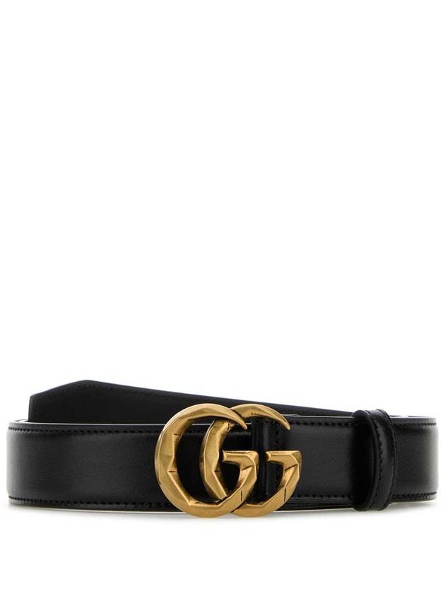 GG Marmont Leather Belt Black - GUCCI - BALAAN 4