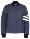 Tech Faille 4 Bar Down Varsity Bomber Jacket Navy - THOM BROWNE - BALAAN 7