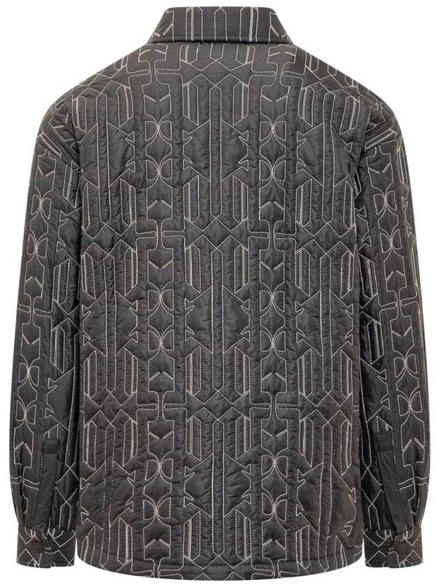 Monogram Quilted Overshirt Gray PMEA251E23FAB0011103 - PALM ANGELS - BALAAN 3