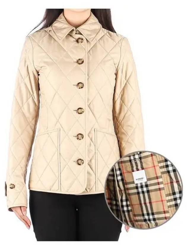 Diamond Quilted Thermoregulated Jacket New Chino Beige - BURBERRY - BALAAN 2