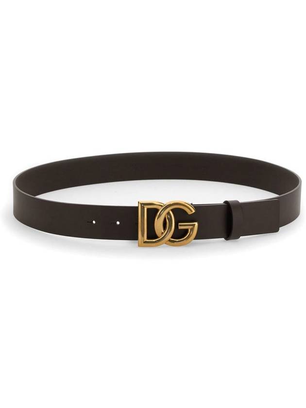 Men's DG Buckle Leather Belt Brown - DOLCE&GABBANA - BALAAN 2