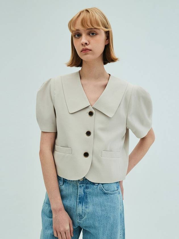 Puff sleeve cropped jacketBeige - OPENING SUNSHINE - BALAAN 4