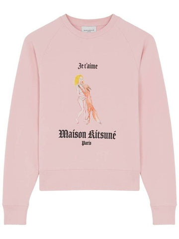 Oly Je T Aime Adjusted Cotton Sweatshirt Soft Pink - MAISON KITSUNE - BALAAN 1