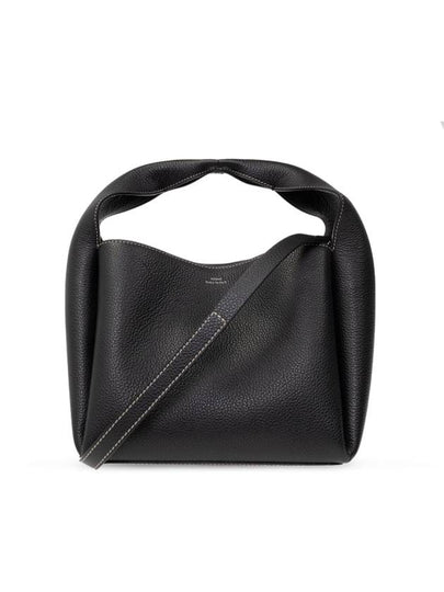 Logo Detail Pebbled Leather Tote Bag Black - TOTEME - BALAAN 2