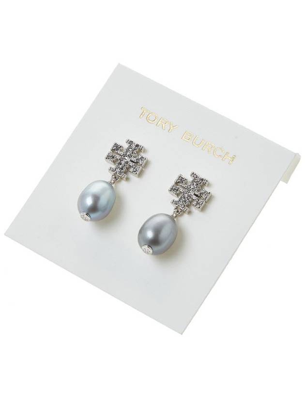 Kira Pave Pearl Drop Earrings Silver - TORY BURCH - BALAAN 8