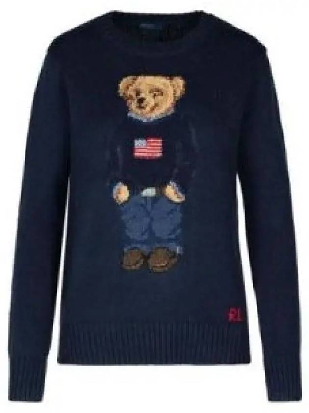 Bear Crew Neck Knit Top Navy - POLO RALPH LAUREN - BALAAN 2