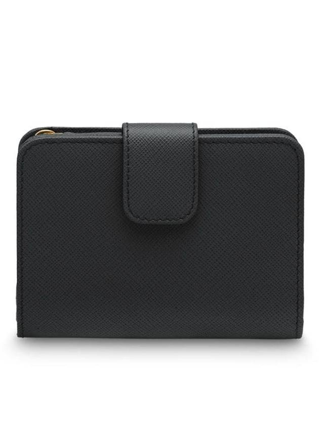 Small Saffiano Leather Half Wallet Black - PRADA - BALAAN 5