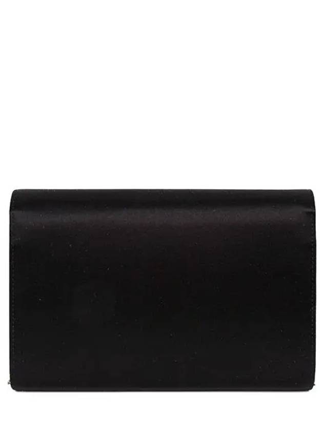 RV Bouquet Strass Buckle Satin Clutch Bag Black - ROGER VIVIER - BALAAN 3