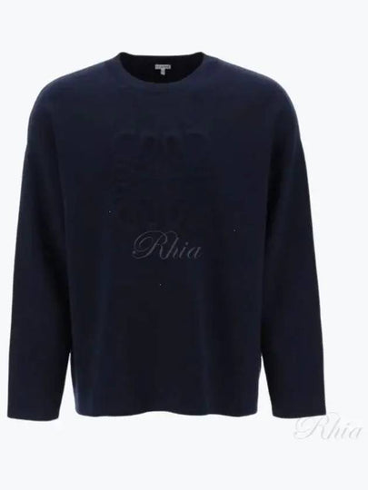 Debossed Anagram Wool Knit Top Navy - LOEWE - BALAAN 2