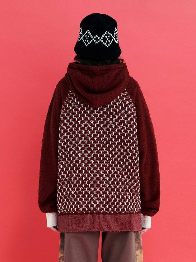 Embossed Clover Knit ZipUp Hood Red - UNALLOYED - BALAAN 3