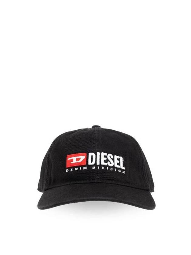 Corry Div Wash Logo Embroidery Base Ball Cap Black - DIESEL - BALAAN 1