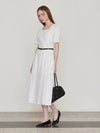 Square neck pocket shirring midi dress white - LESEIZIEME - BALAAN 4