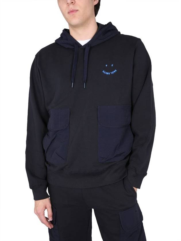 PS Happy Contrast Nylon Hoodie Navy - PAUL SMITH - BALAAN 5