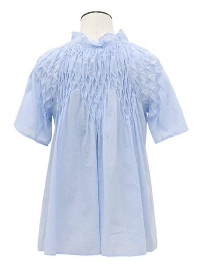 Sky blue ruffle neck blouse - MERLETTE - BALAAN 2