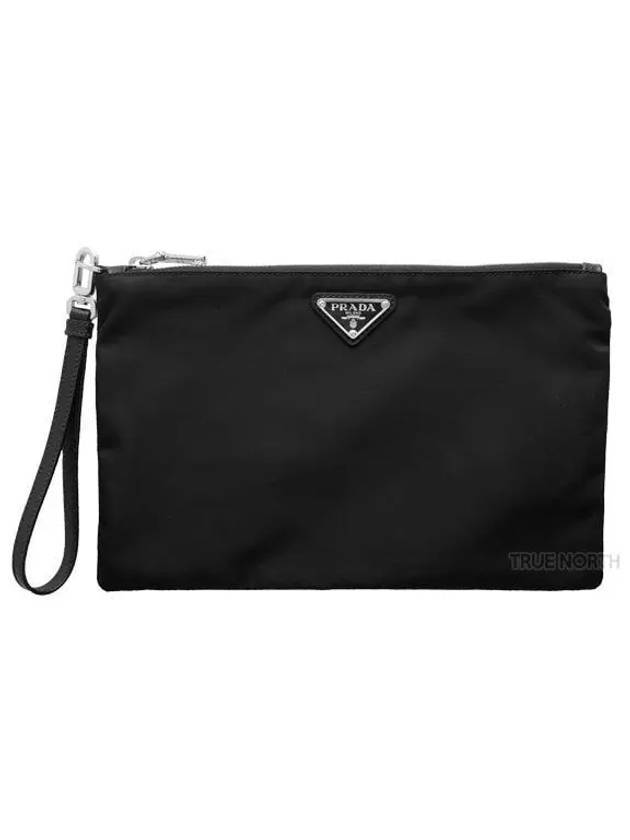 Re-Nylon and Saffiano Leather Clutch Bag Black - PRADA - BALAAN 2