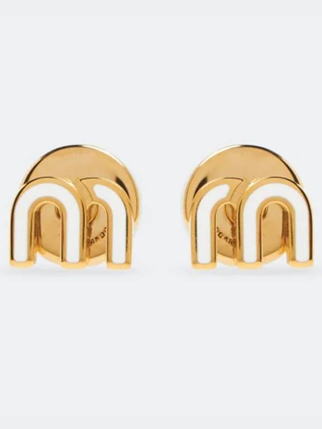 Enameled Metal Earrings White - MIU MIU - BALAAN 5