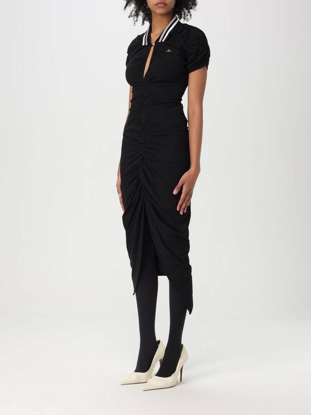 Embroidery Logo Half Zip Midi Dress Black - VIVIENNE WESTWOOD - BALAAN 4