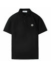 Pique Stretch Cotton Short Sleeve Polo Shirt Black - STONE ISLAND - BALAAN 2