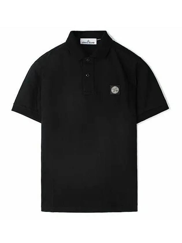 Pique Stretch Cotton Short Sleeve Polo Shirt Black - STONE ISLAND - BALAAN 2