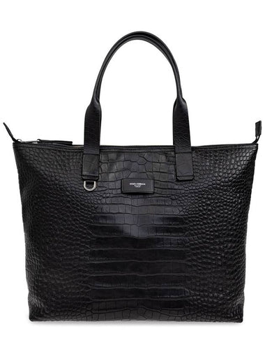 Dolce & Gabbana Leather Shopper Bag, Men's, Black - DOLCE&GABBANA - BALAAN 1