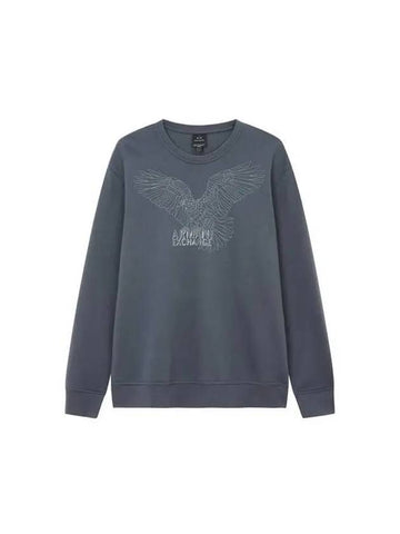 Men s Eagle and Logo Cotton Sweatshirt Charcoal - ARMANI EXCHANGE - BALAAN 1