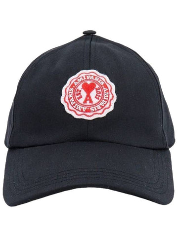 Heart Logo Patch Cotton Ball Cap Black - AMI - BALAAN 1