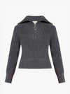 High-neck Virgin Wool Knit Top Heather Grey - AMI - BALAAN 5