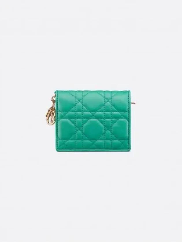 Lady Cannage Small Lambskin Half Wallet Aquamarina - DIOR - BALAAN 2