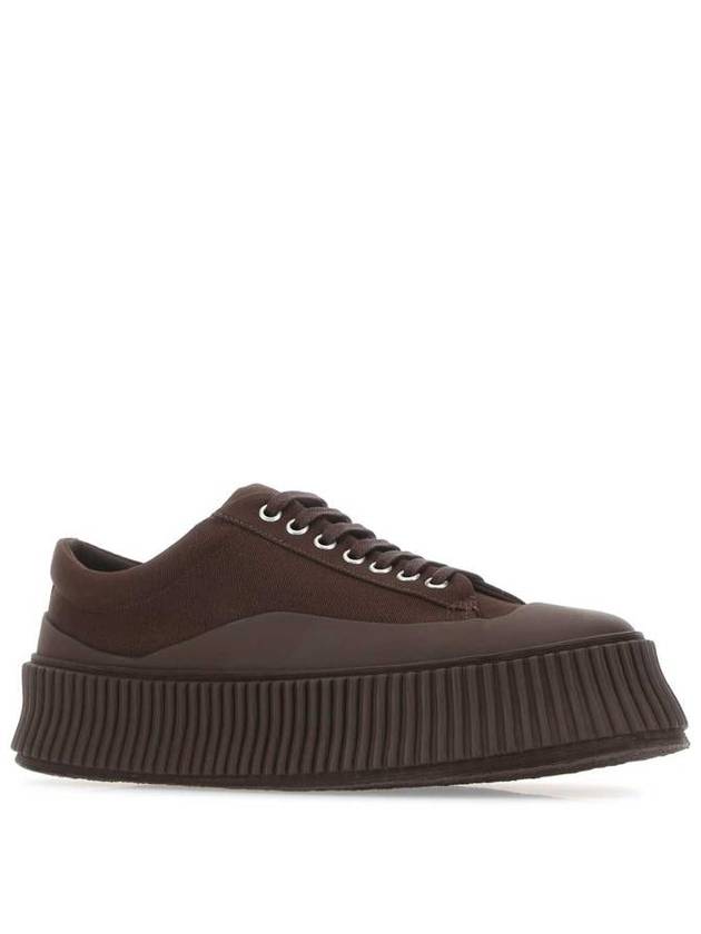 BROWN Brown canvas and rubber sneakers J15WS0002P4868 209 - JIL SANDER - BALAAN 3