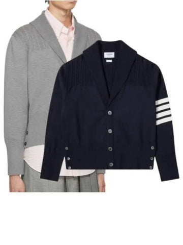 4 Bar Cable Yoke Cardigan Light Gray Navy MKC418A Y3006 - THOM BROWNE - BALAAN 1